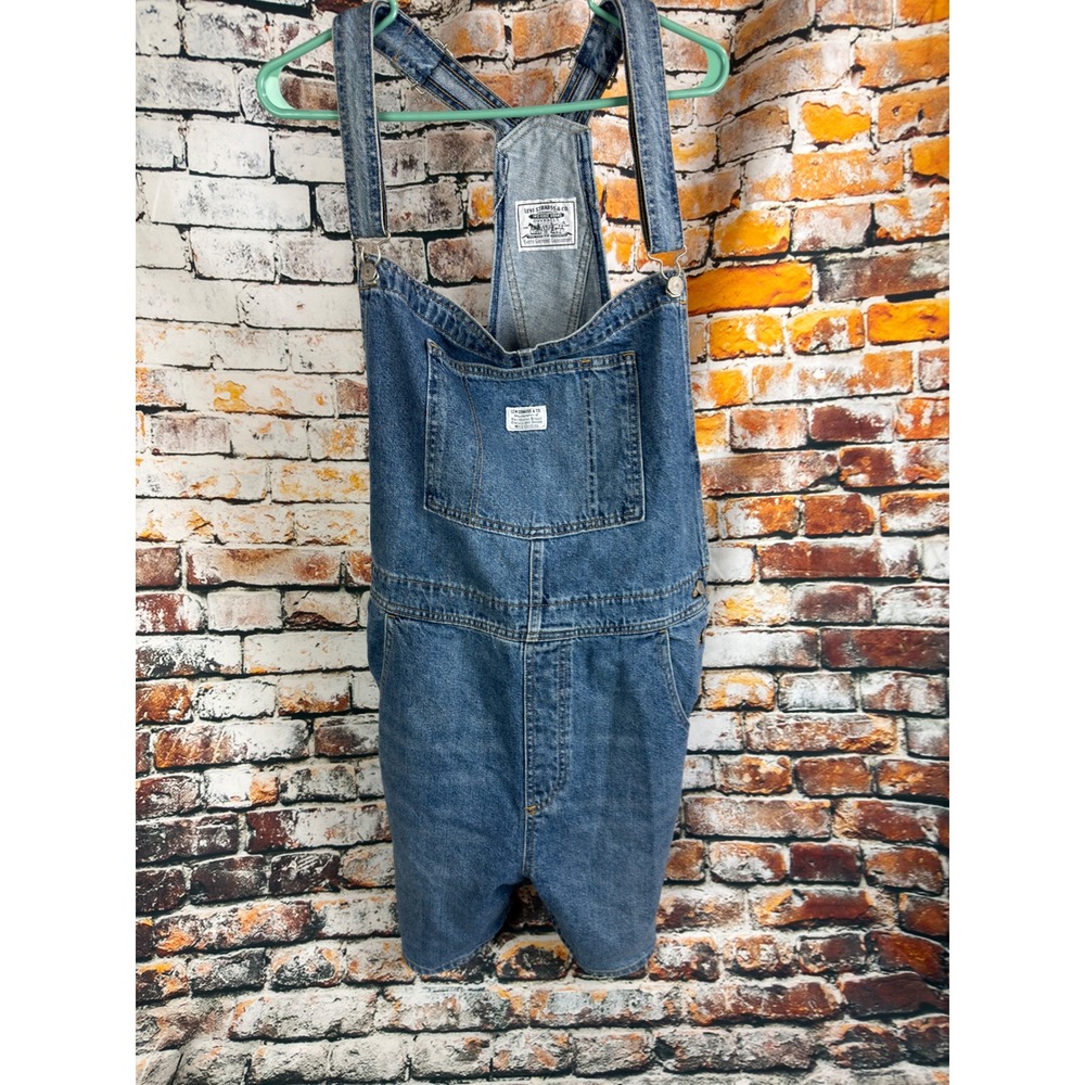 Levis Womens Denim Shortalls Medium Wash Blue Cotton Bib Overalls Size XL